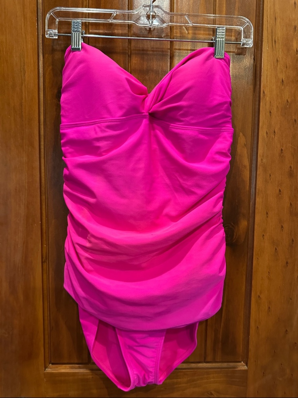 Old Navy Strapless Ruched One-Piece Swimsuit in Hot Pink